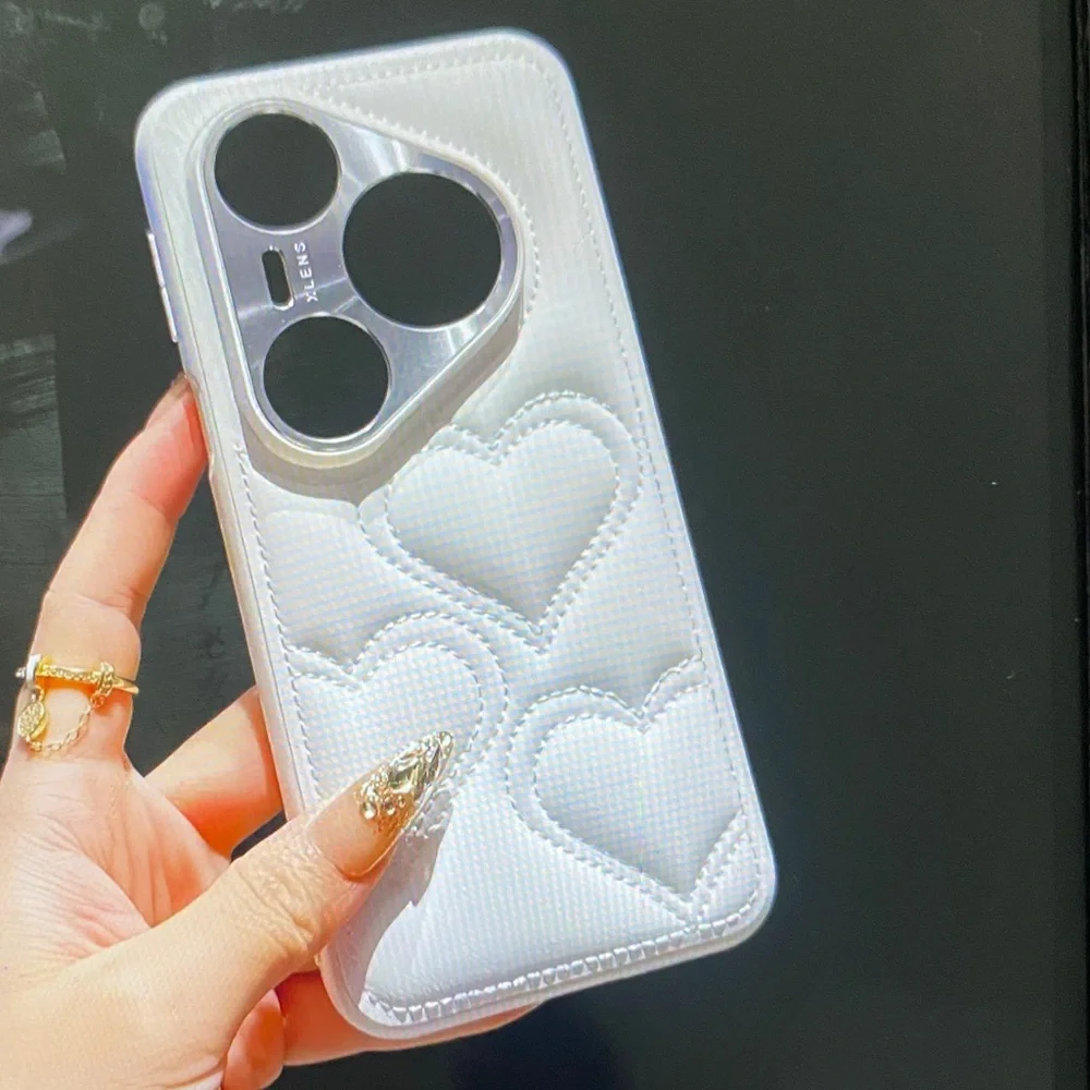 Stylish White Heart Pattern Phone Case